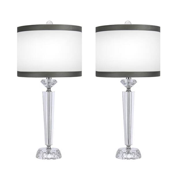 GRANDVIEW GALLERY 26 In Off White Shade With Dark Grey Trim Clear   Grandview Gallery Lamp Sets Ct90834b 64 600 