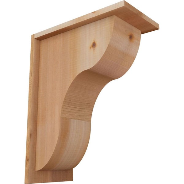 Ekena Millwork 7-1/2 in. x 14 in. x 18 in. Western Red Cedar Carmel Smooth Corbel with Backplate