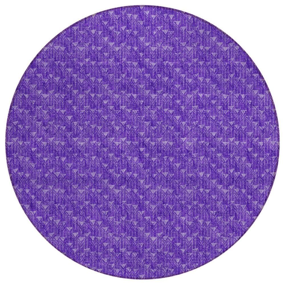 Purple 8 ft. Round Geometric Indoor / Outdoor Area Rug price history on PriceWatchPro