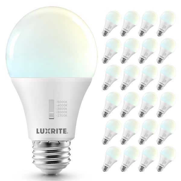 75-Watt Equivalent A19 LED Light Bulb 5CCT 2700K-5000K 11W 1100LM LED Light Bulbs Dimmable E26 Title CA20 ETL 24-Pack