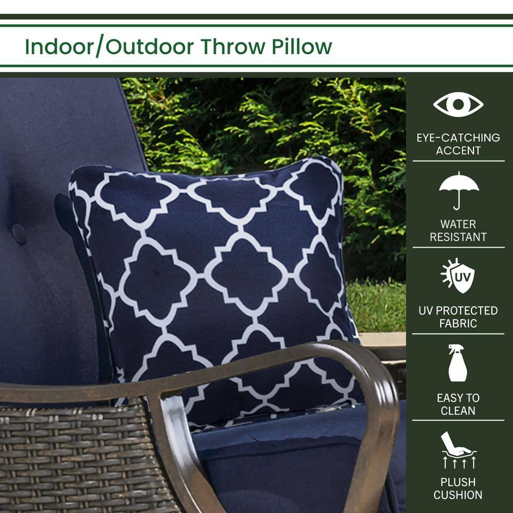 Navy Blue Geometric Lattice Indoor/Outdoor Square Pillow Set