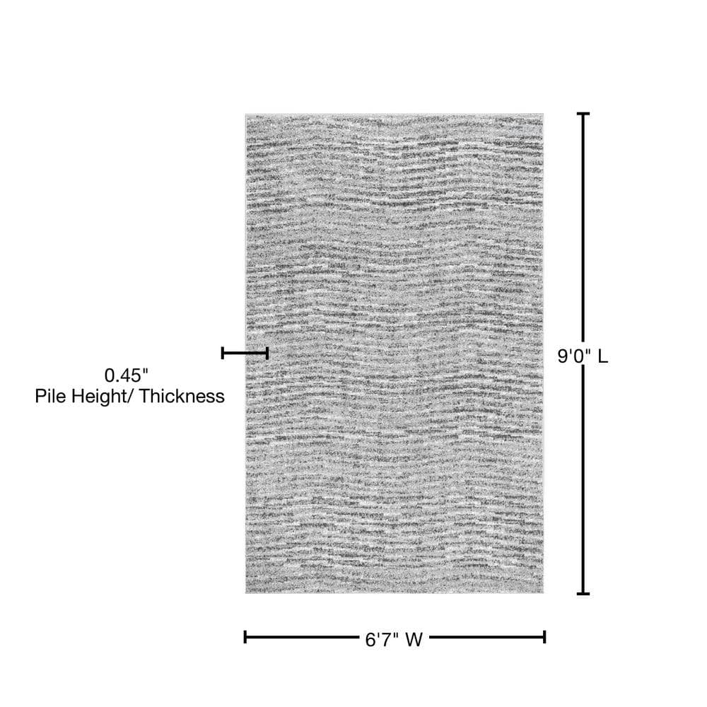 Modern Ripples Gray Synthetic Rectangular Area Rug