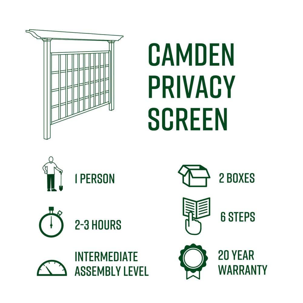 Camden 80" x 90" White Vinyl Privacy Screen Trellis