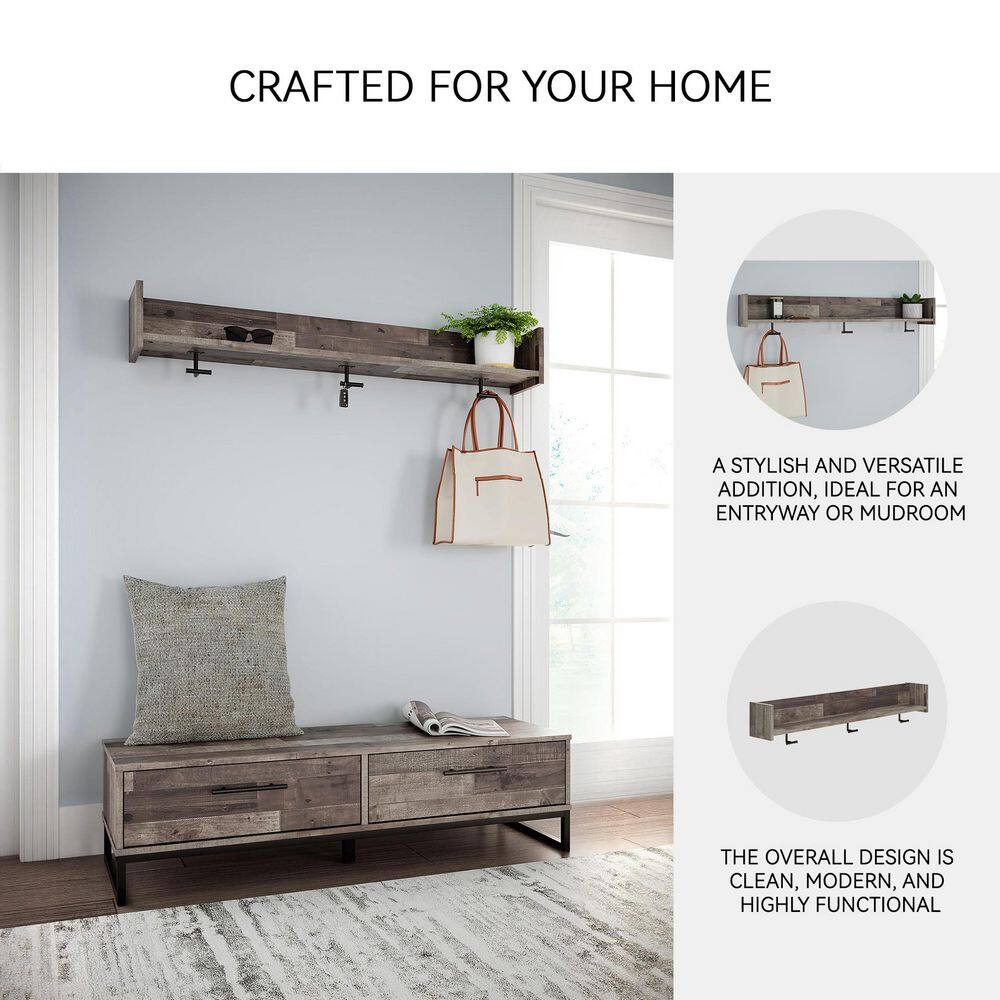 Neilsville Gray Wall-Mounted Coat Rack with Shelf - thumbnail 9