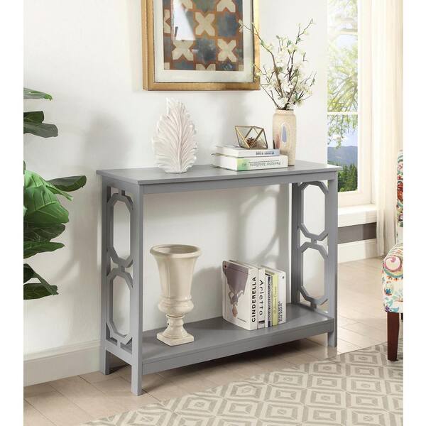 Convenience Concepts Omega 40 In Gray, Convenience Concepts Omega Console Table Black Oak