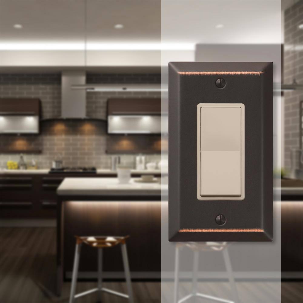 Amerelle Aged Bronze 1-Gang Steel Decorator Wall Plate