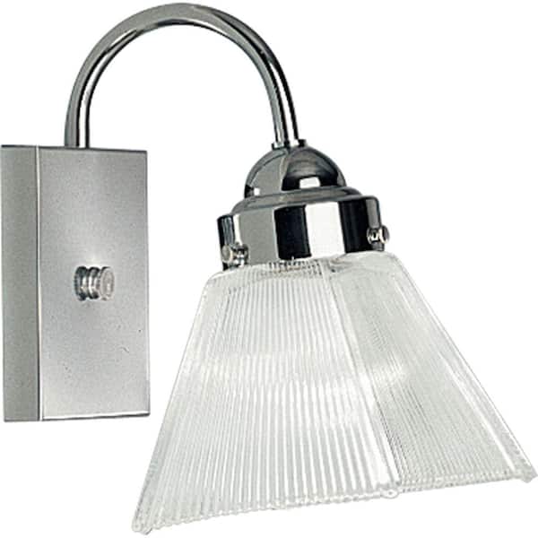 Progress Lighting Square Prismatic Glass Collection Chrome 1-light Vanity Fixture-DISCONTINUED