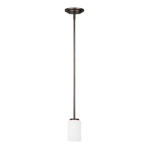 Oslo 1-Light Burnt Sienna Contemporary Mini Pendant with Cased Opal Etched Glass Shade
