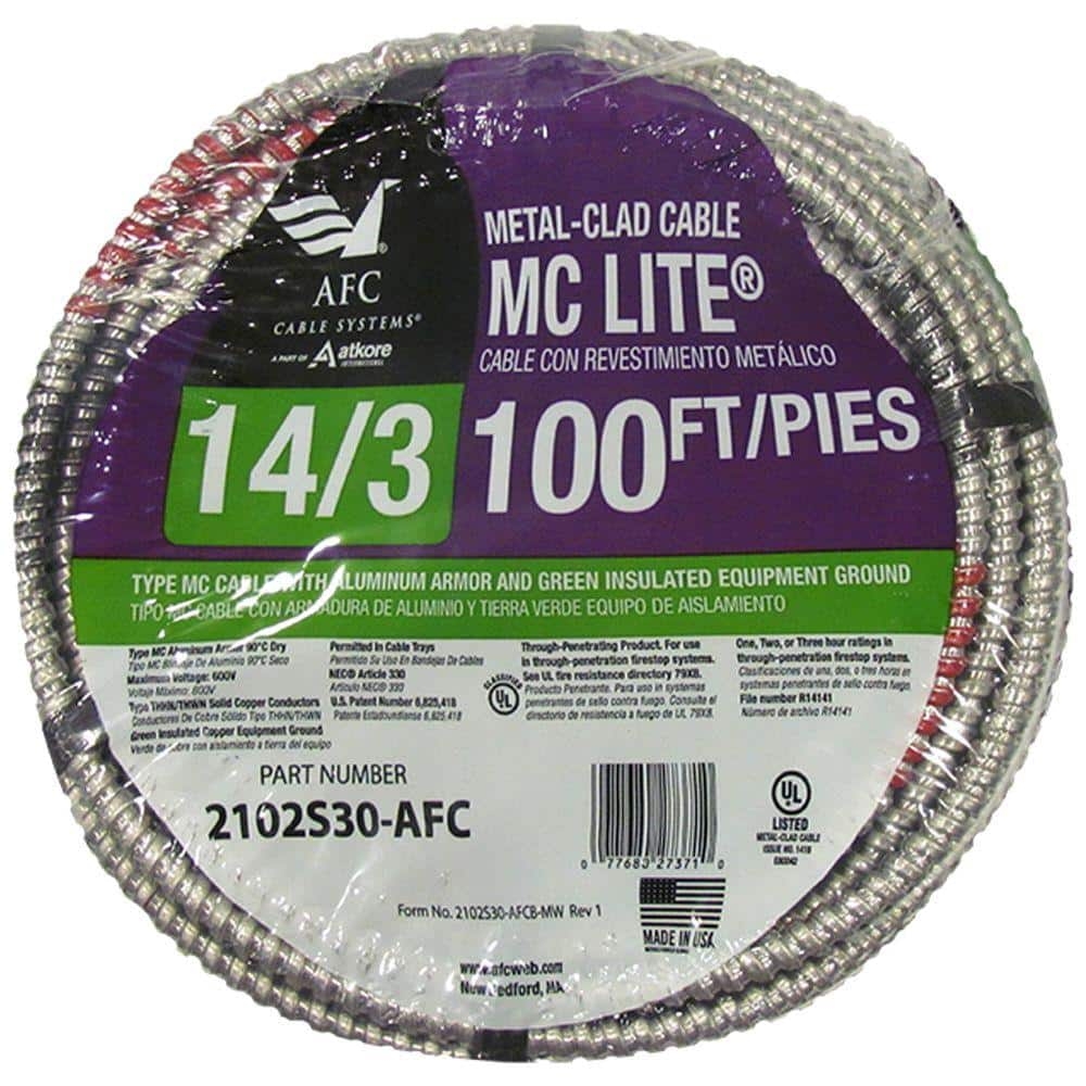 UPC 077680273710 product image for AFC Cable Systems 14/3 x 100 ft. Solid MC Lite Cable | upcitemdb.com