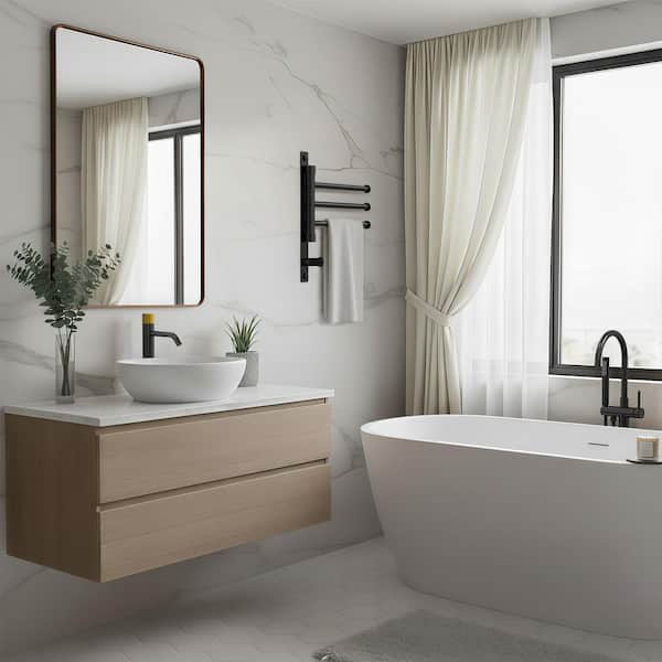 Black Towel Rack Wall Mounted Rotating Towel Rack, SUS304 Stainless Steel Towel Bar, 1.0 GPM Space Saving Towel Rack