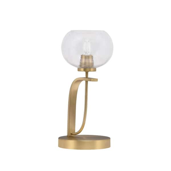 Unbranded Olympia 15.25 in. New Age Brass Piano Desk Lamp with Clear Bubble Glass Shade