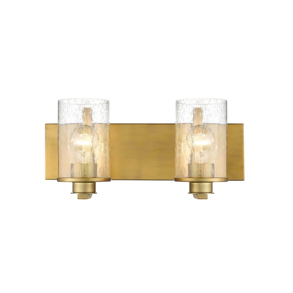 Beckett Olde Brass 2-Light Vanity with Clear Seedy Glass