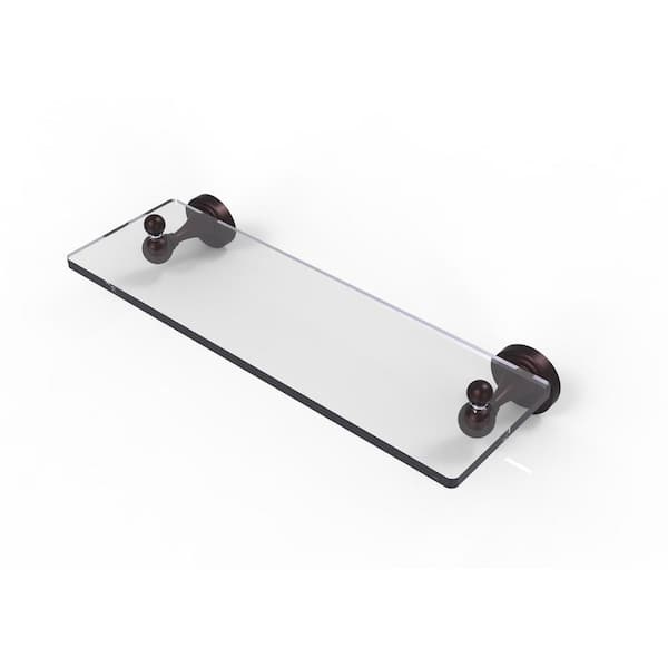 Allied Brass Sag Harbor Collection 16 in. Glass Vanity Shelf with Beveled Edges in Antique Bronze