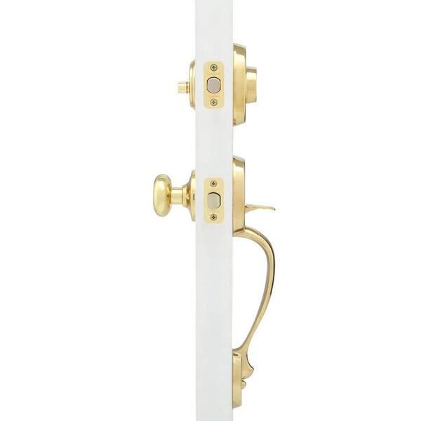 Kwikset 800CEXJ L03 SMT CP Chelsea Single Cylinder Handleset with Juno Knob in Lifetime Polished Brass - 1