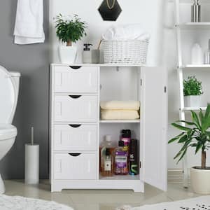 White Freestanding Linen Cabinet with Shelves and Drawers 23.6 in. W x 11.8 in. D x 31.6 in. H