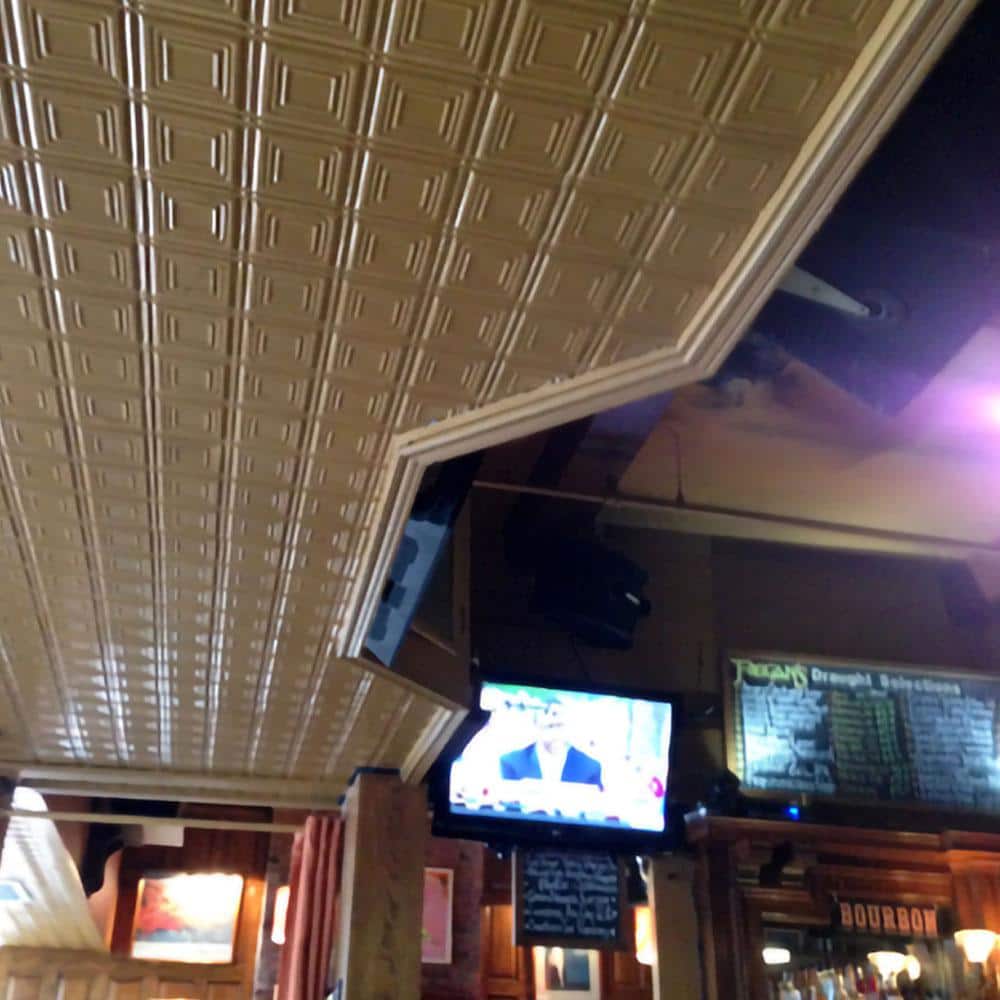 Eggshell White Powder Coated Tin Ceiling Tiles, 24" x 24"