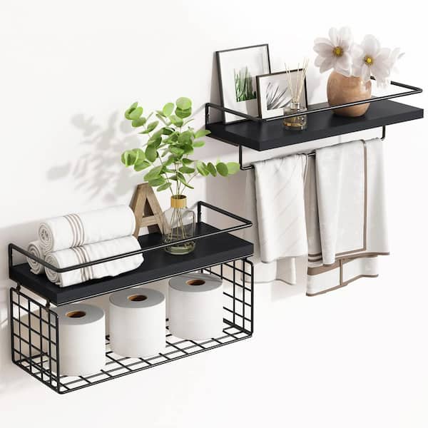 Unbranded 15.7 in. W x 5.9 in. D Tier Wall Mounted Floating Shelves, Rustic Wood Bathroom Shelves Decorative Wall Shelf