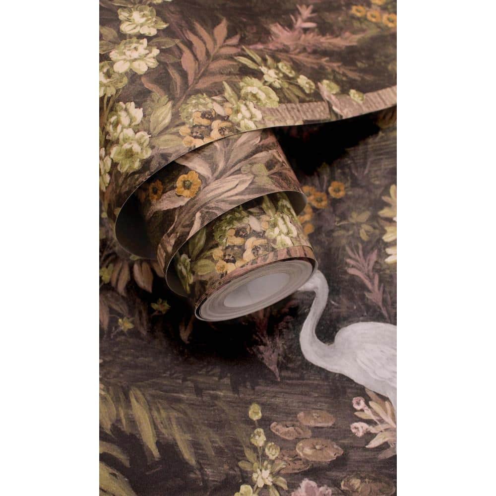 Pink Tropical Paradise Non-Woven Metallic Wallpaper Roll