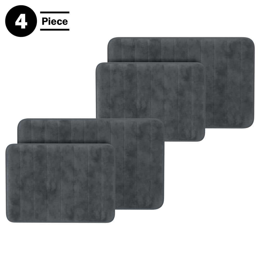 Gray Memory Foam 4-Piece Bathroom Rug Set