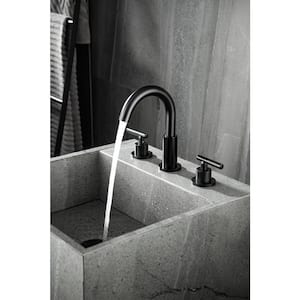 8 in. W spread Deck Mount 2-Handle Bathroom Faucet in Matte Black