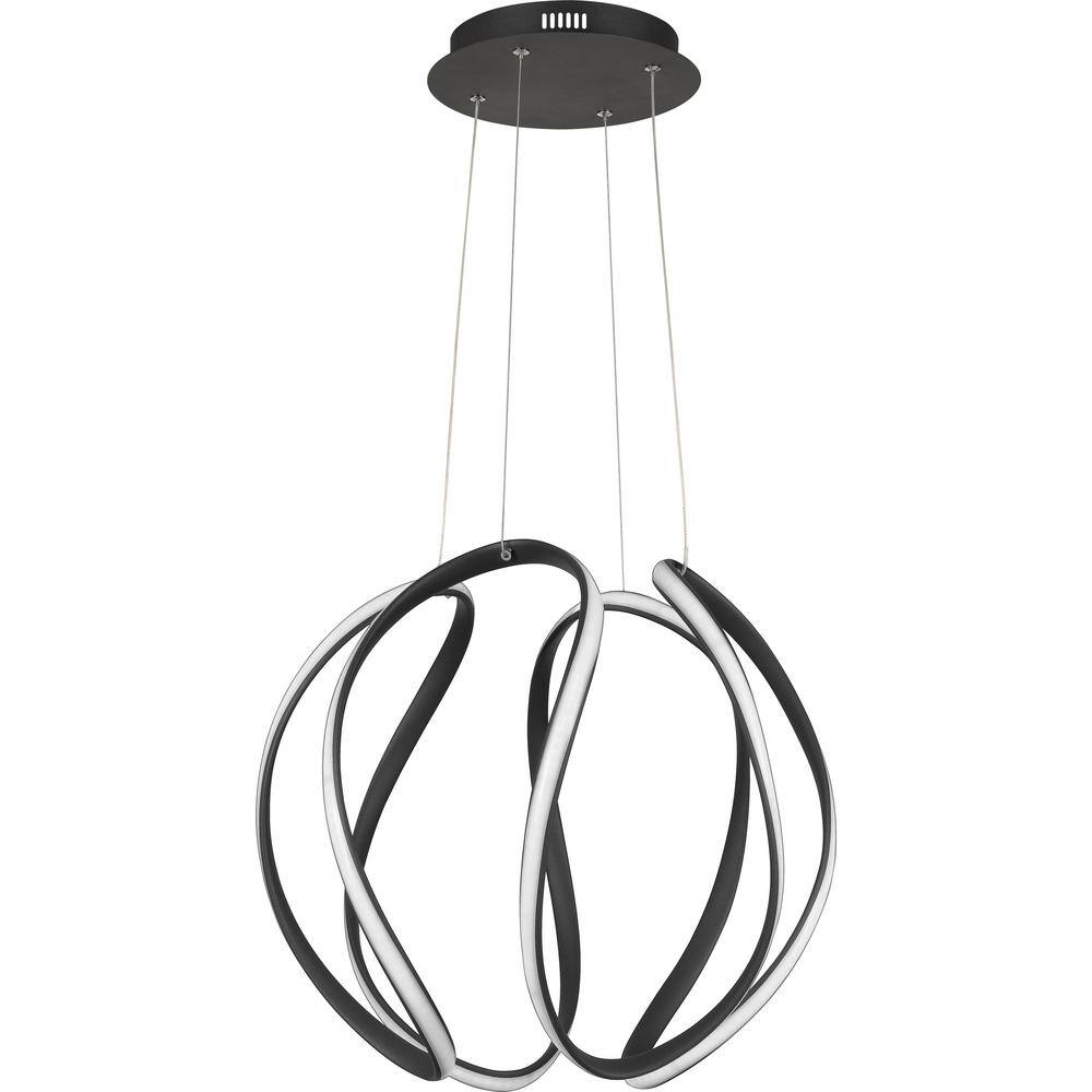 Modern Geometric LED Globe Pendant in Earth Black and Brushed Nickel