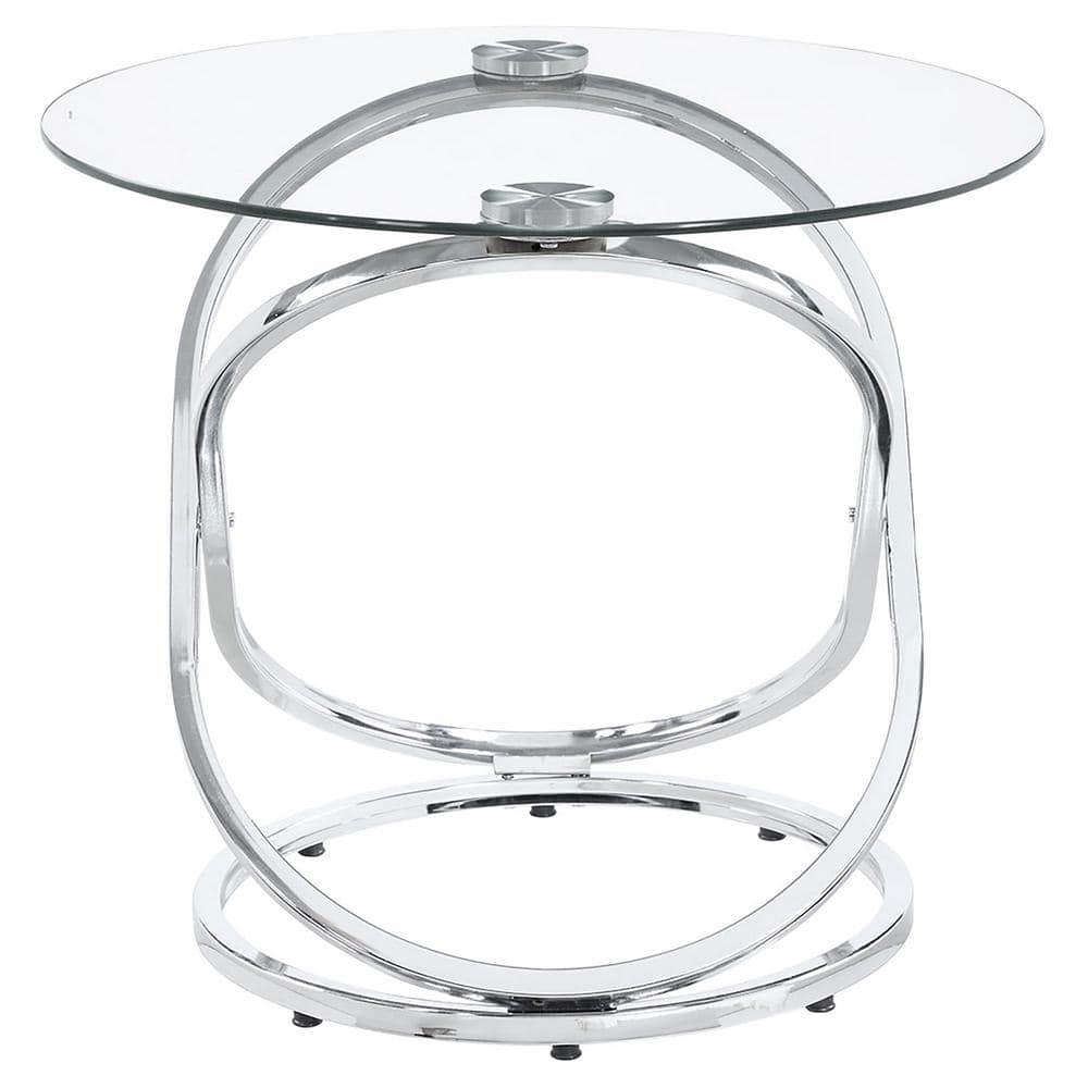 Ecliptic Chrome & Glass Oval Coffee Table Set