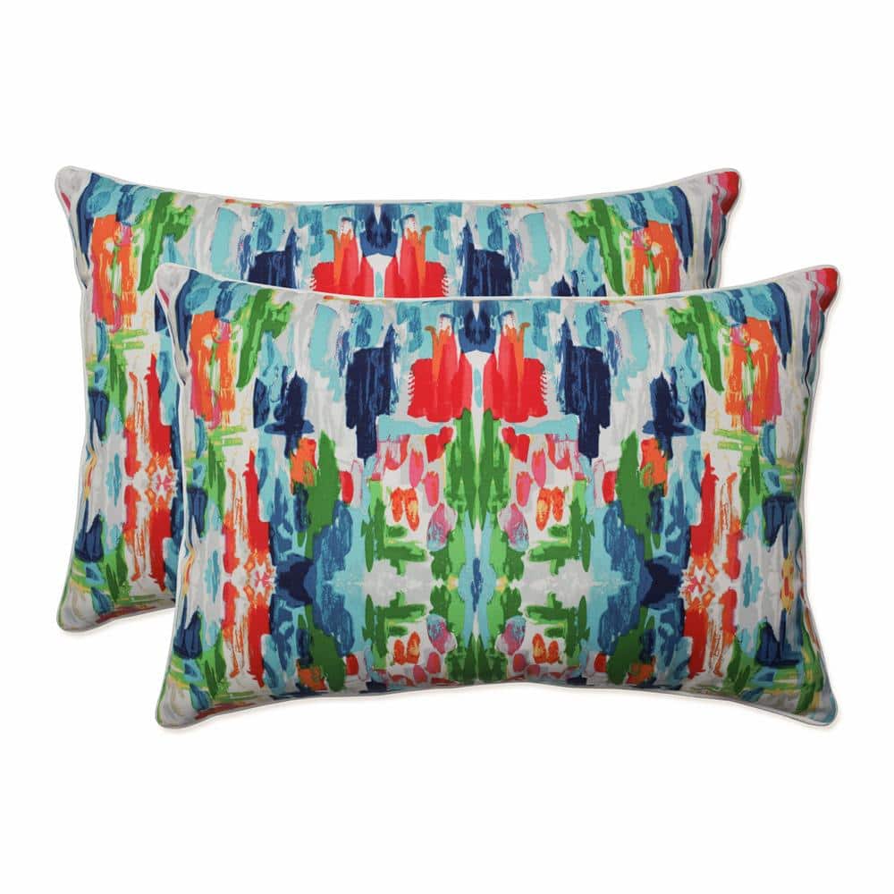 Abstract Reflections Multicolor Cotton Polyester Lumbar Pillows Set