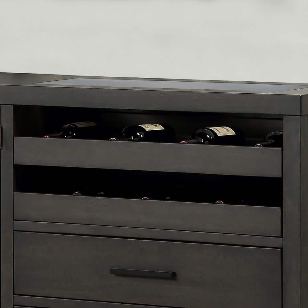 Dusky Cedar Transitional Server with Glass Doors and Drawers