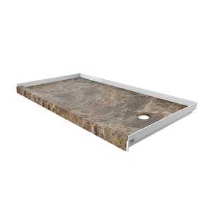 32 in. x 60 in. Single Threshold Shower Base with Right Hand Drain in Breccia Paradiso