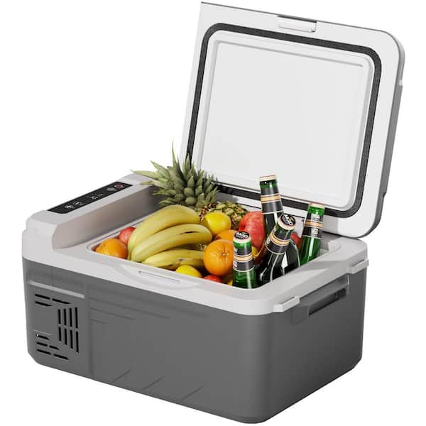 12-Volt Portable Refrigerator with Rapid Cooling, 11 Quart (10L) Car Fridge in Grey, -4℉ 68℉, Portable Design
