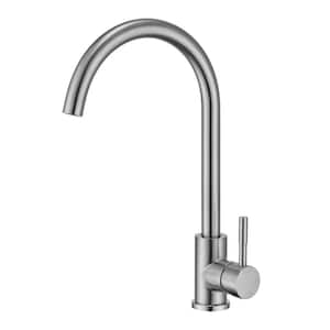 High Arc Single Handle Deck Mount Standard Kitchen Faucet in Brushed Nickel SUS Stainless Steel