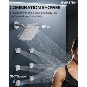 26-Spray 16in. Waterfall Dual Shower Heads Ceiling Mount Fixed and Handheld Shower Head in Brushed Nickel