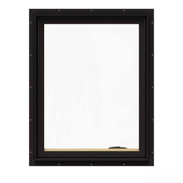 JELD-WEN 24.75 in. x 36.75 in. W-2500 Series Black Painted Clad Wood Right-Handed Casement Window with BetterVue Mesh Screen