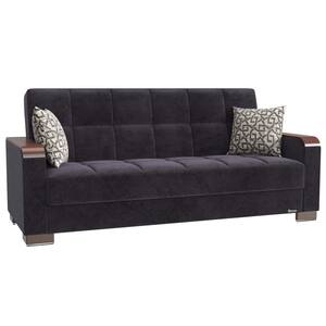 Basics X Collection Convertible 87 in. Black/Black Microfiber 3-Seater Twin Sleeper Sofa Bed with Storage