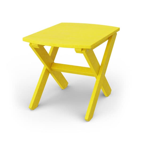 Wildridge Classic Lemon Yellow HDPE Plastic Outdoor Rectangular Side Table