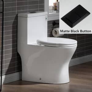 Reo 1-Piece 1.28 GPF High Efficiency Dual Flush Round All-In One Toilet in White with Soft Closed Seat Included