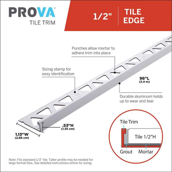 Bright Clear 1.13 in. W x 96 in. L Aluminum 1/2 in. Tile Edge Trim