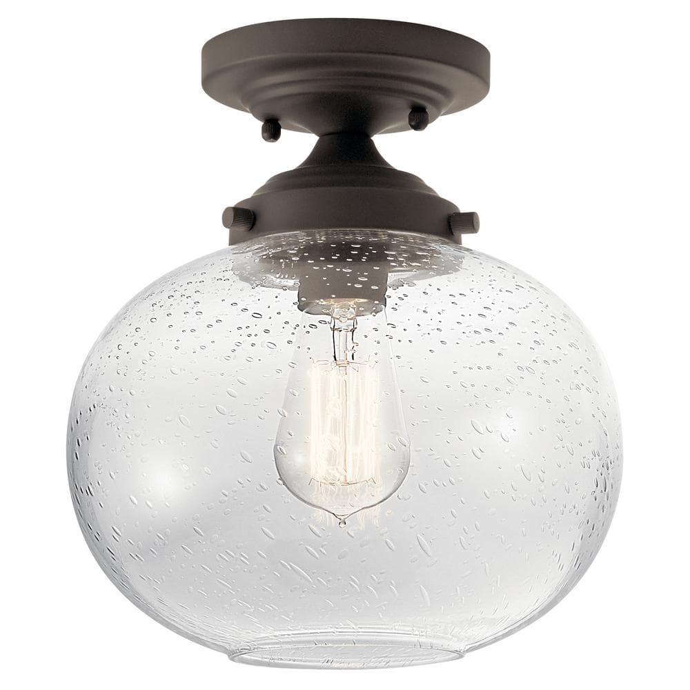 Avery Distressed Bronze Globe Semi-Flush Ceiling Light