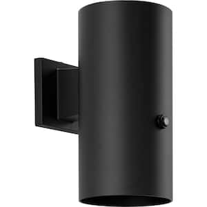 Cylinder Collection 1-Light Black 6 in. Modern Outdoor Large Wall Lantern Light