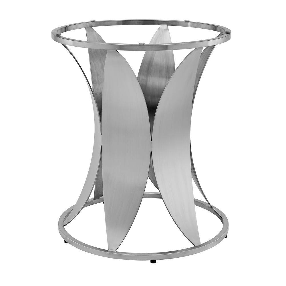 Petal Round Silver Glass and Stainless Steel Dining Table