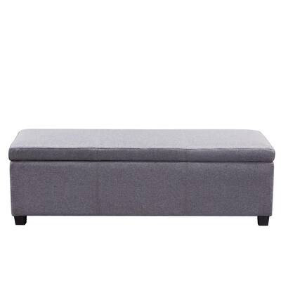 Gray Bed End Ottoman Storage Bench 16 in. H x 18 in. W x 48 in. L