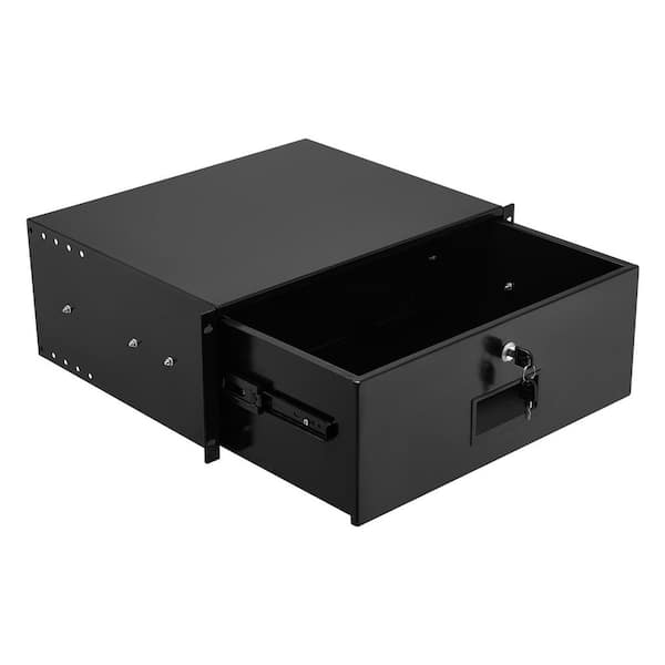 4U Rack Mount Drawer, 50 lbs. Load Capacity, Lockable Sliding Drawer, Compatible with 19-In. Network Equipment Racks