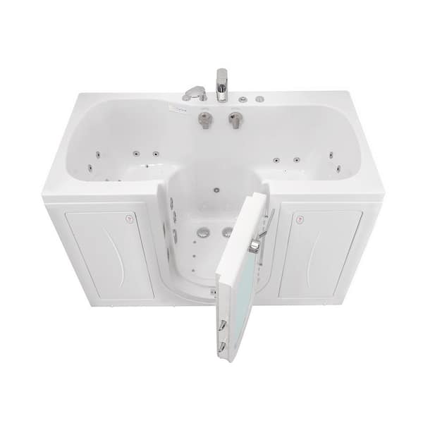 Ella Tub4Two 60 in. Whirlpool and Air Bath Walk-In Bathtub in White, Foot Massage, Heated Seats, Fast Fill Faucet, Dual Drain