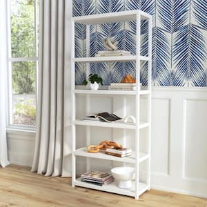 Lark 75 in. H White Wood 5-Tier Etagere Bookcase