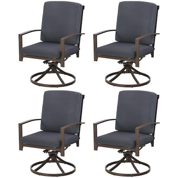 Costway Patio Wicker Swivel Outdoor Dining Chair with Gray Cushion (Set of 4)