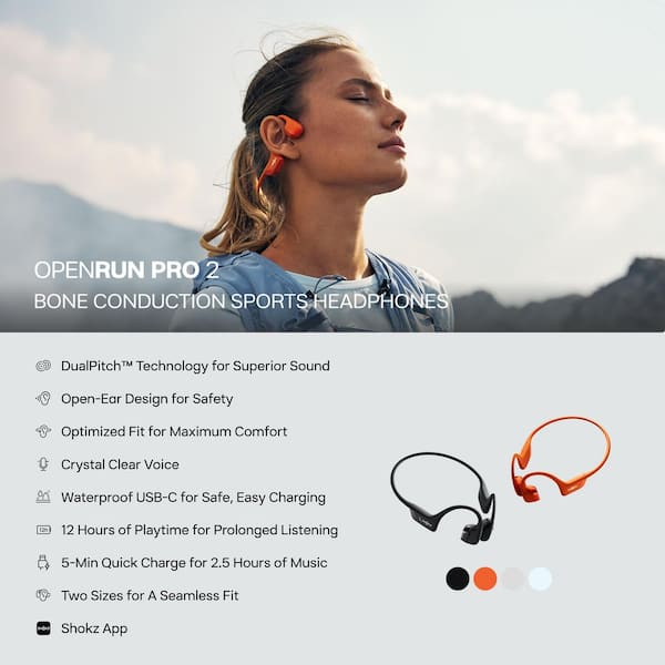 SHOKZ OpenRun Pro 2 Bluetooth Wireless Headphones Orange S820-ST