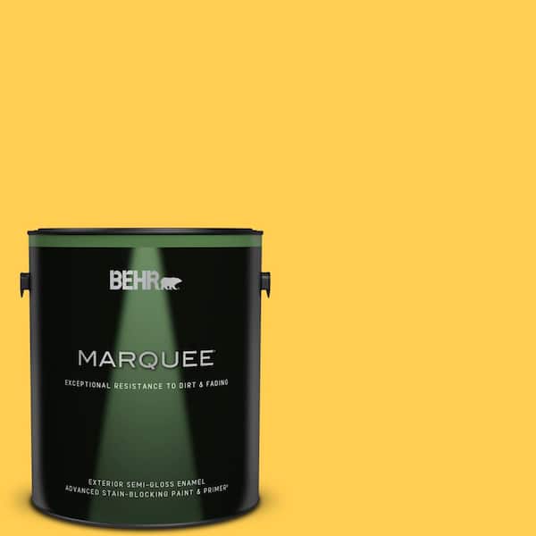 BEHR MARQUEE 1 gal. #330B-6 Lemon Sorbet Semi-Gloss Enamel Exterior Paint & Primer