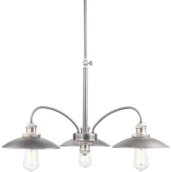 Progress Lighting Archives Collection 3-Light Antique Nickel Chandelier