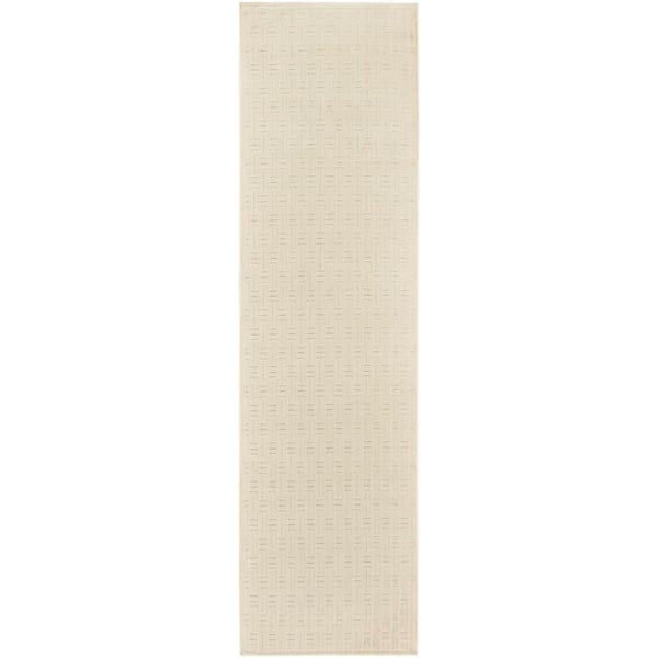 Washable Charm Ivory 2 ft. x 8 ft. Geometric Contemporary Runner Area Rug