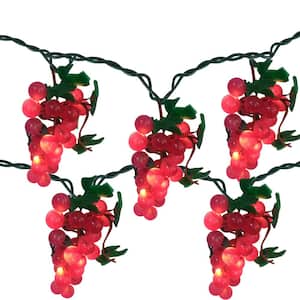 5-Light Clear Incandescent Tuscan Winery Red Grape Summer Garden Patio Christmas Light Set